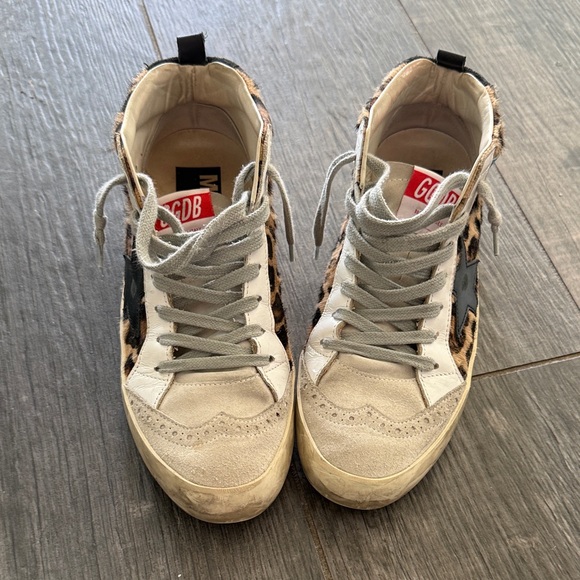 Golden Goose Leopard Print Sneakers with Black Star - Picture 3 of 6